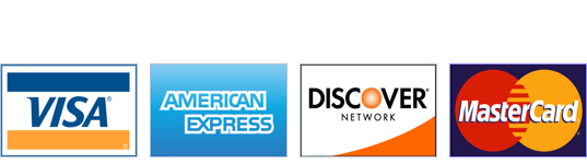 Payment Options, Visa, Mastercard, Discover, American Express